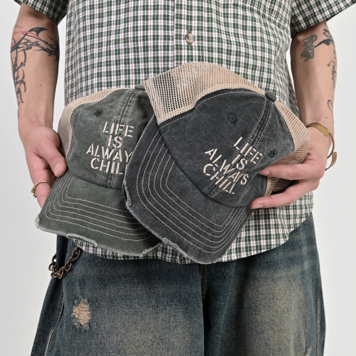 【10日以内お届け】ウォッシュドメッシュキャップ L2024