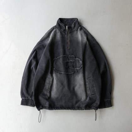 【10日以内お届け】 ブラックデニムハーフジップ L2015 【10日以内お届け】 ブラックデニムハーフジップ L2015