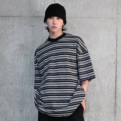 【10日以内お届け】ウォッシュドダメージボーダーT L2107 【10日以内お届け】ウォッシュドダメージボーダーT L2107