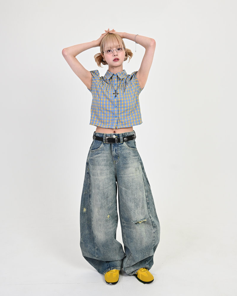 【10日以内お届け】カジュアルダメージバルーンデニム L2079