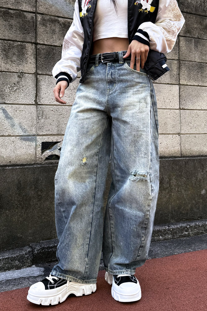 【10日以内お届け】カジュアルダメージバルーンデニム L2079