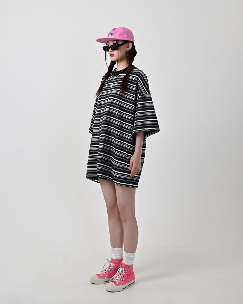 【10日以内お届け】ウォッシュドダメージボーダーT L2107