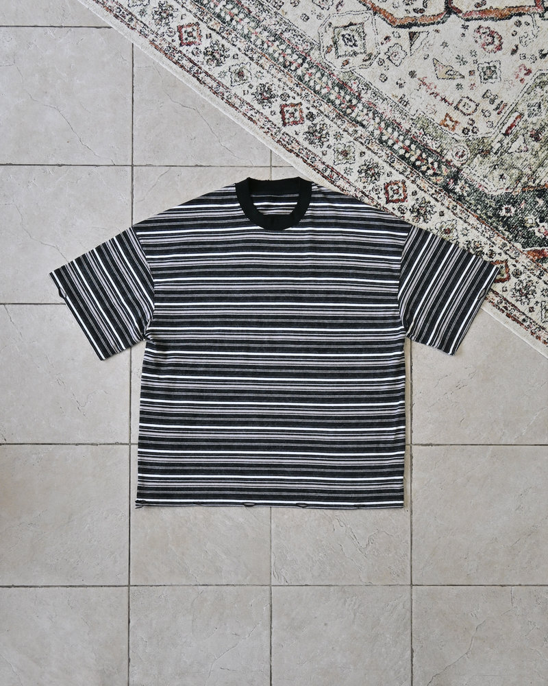 【10日以内お届け】ウォッシュドダメージボーダーT L2107