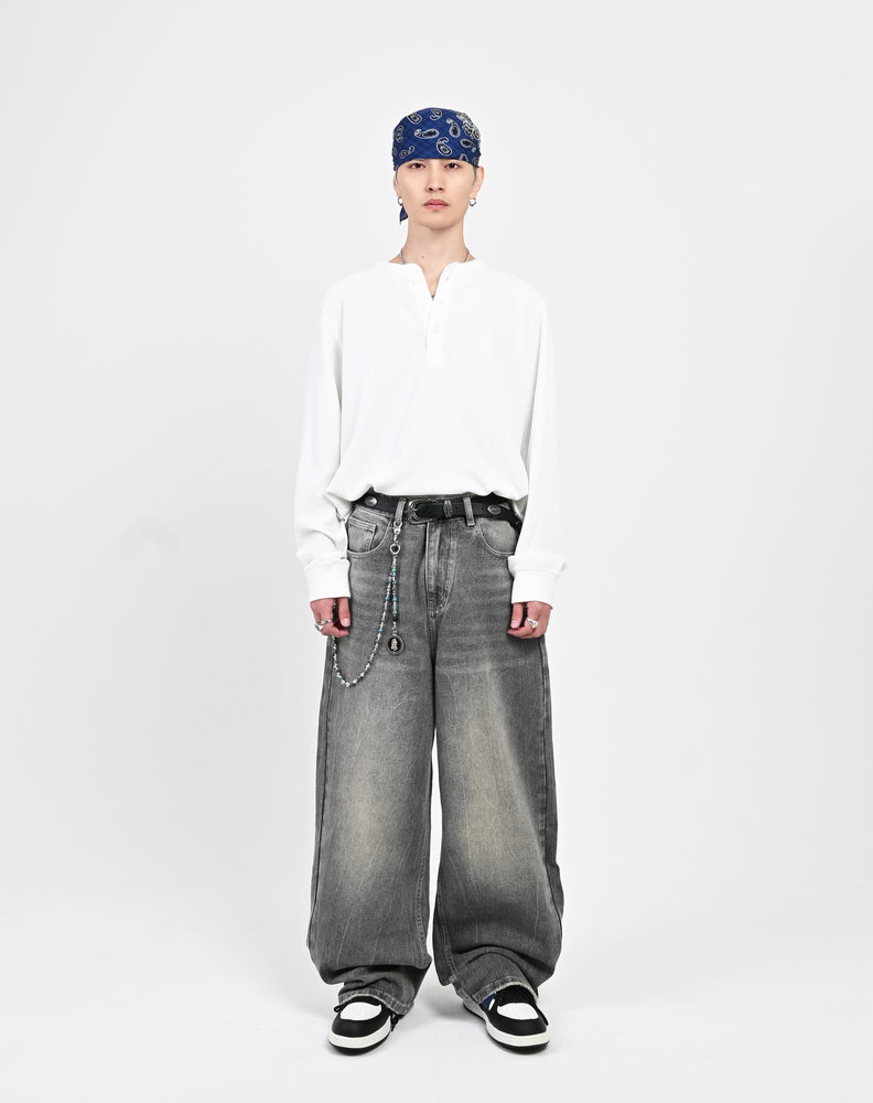 【10日以内お届け】ウォッシュドクラックバギーデニム L2085