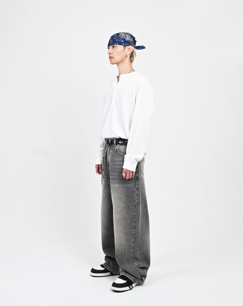 【10日以内お届け】ウォッシュドクラックバギーデニム L2085