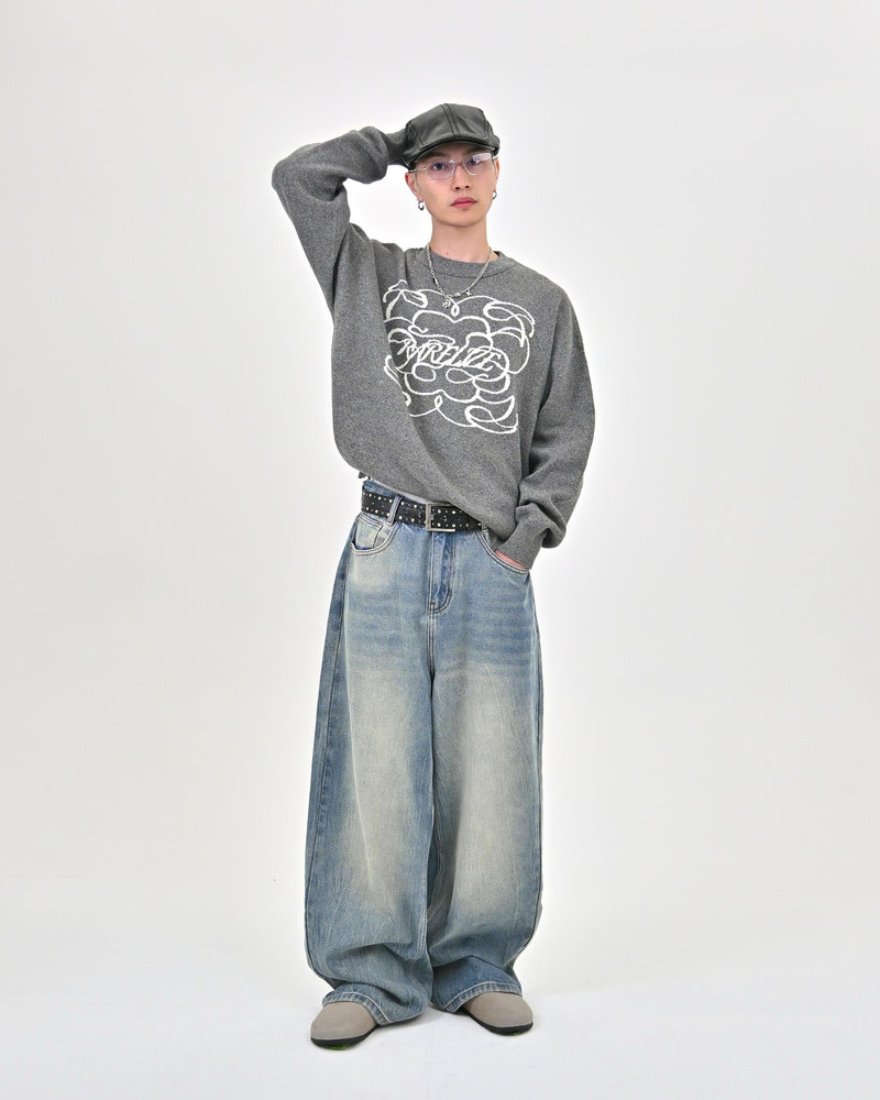 【10日以内お届け】ウォッシュドクラックバギーデニム L2085