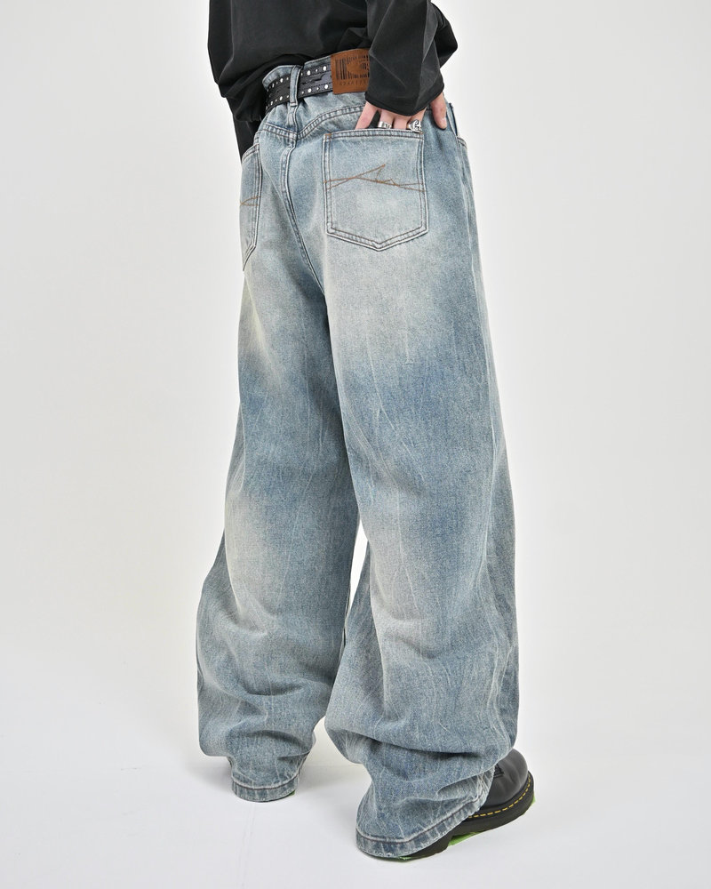 【10日以内お届け】ウォッシュドクラックバギーデニム L2085