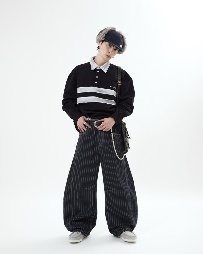 【10日以内お届け】ストライプバルーンデニム L2091