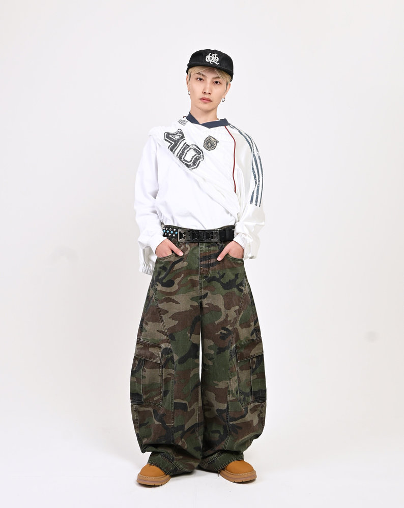 【10日以内お届け】ウォッシュドバルーンカモフラージュチノ L2096