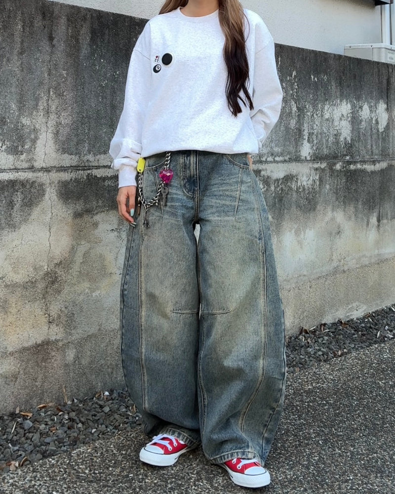 【10日以内お届け】ウォッシュドステッチバルーンデニム L2090