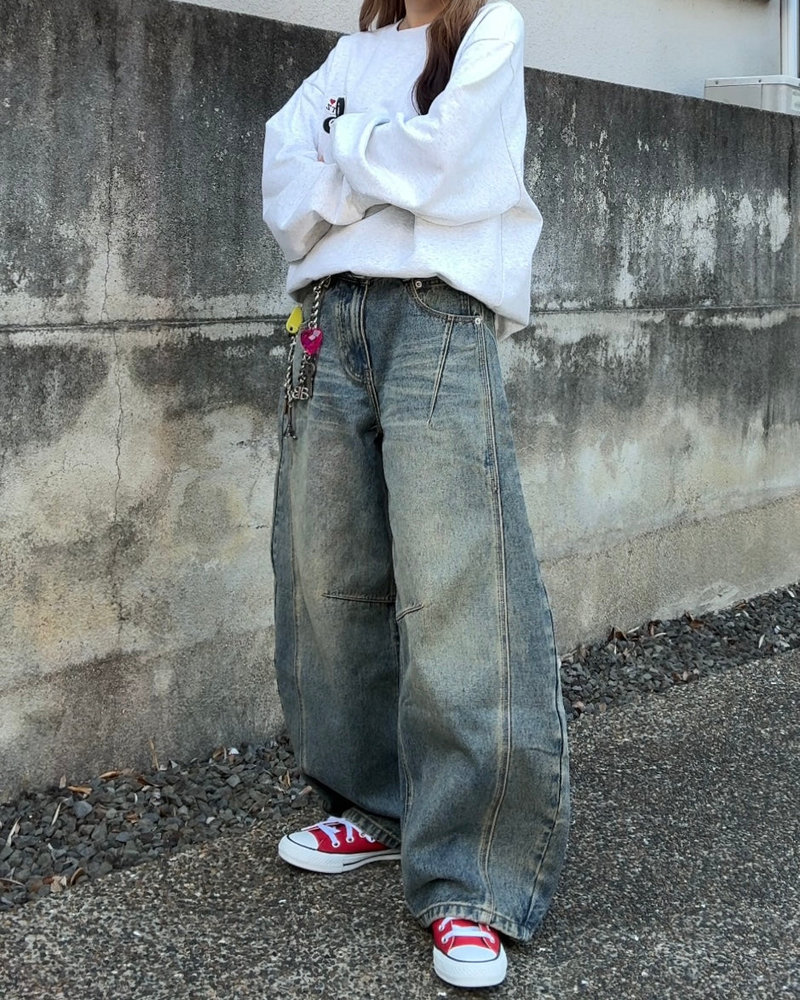 【10日以内お届け】ウォッシュドステッチバルーンデニム L2090