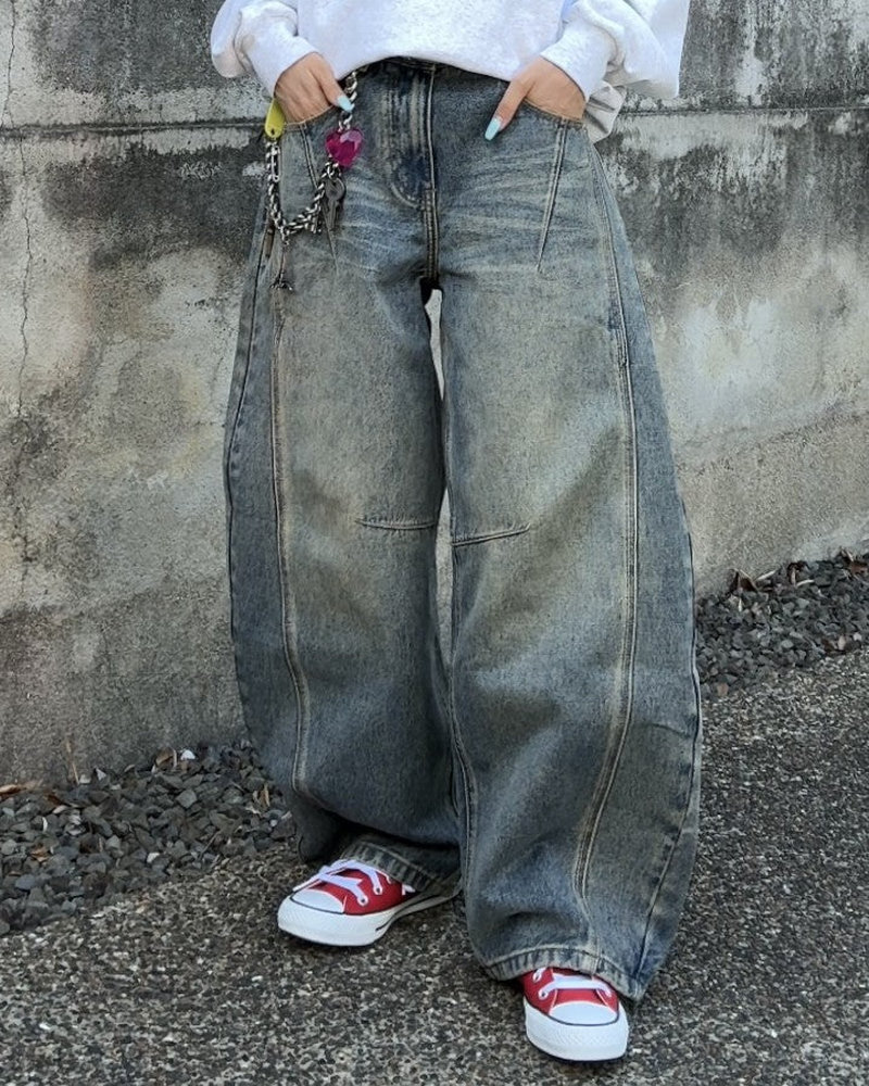 【10日以内お届け】ウォッシュドステッチバルーンデニム L2090