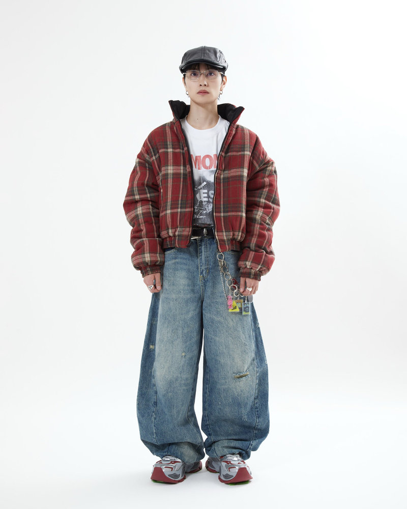 【10日以内お届け】リバーシブルチェックアウター L2142